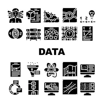Data Science Innovate Technology Icons Set Vector 库存插图