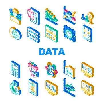 Data Science Innovate Technology Icons Set Vector 库存插图