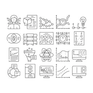 Data Science Innovate Technology Icons Set Vector 스톡 일러스트