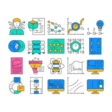 Data Science Innovate Technology Icons Set Vector イラスト素材