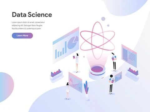 Data Science Isometric Illustration Concept 스톡 일러스트