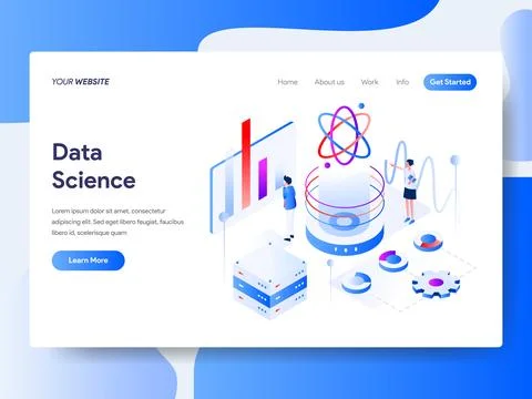 Data Science Isometric for Website Page 스톡 일러스트
