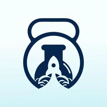 Data science Labs with dumbbell and fitness icon vector logo design. Illustrazione stock