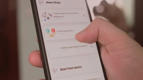 Data science. Learning information about data science for beginners on mobile Stock Footage 249806540