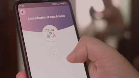 Data science. Learning information about data science for beginners on mobile Stock Footage 249806721