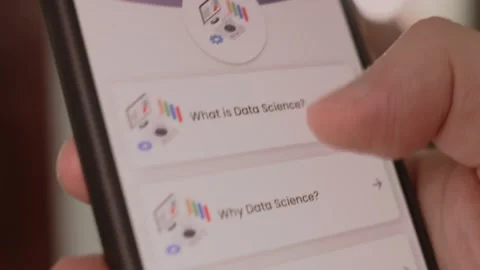 Data science. Learning information about data science for beginners on mobile Stock Footage 249806795