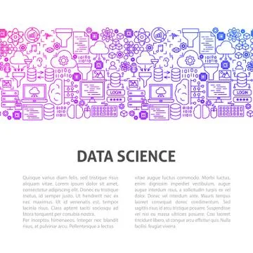 Data Science Line Design Template 스톡 일러스트