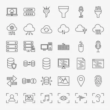 Data Science Line Icons Set Stock Illustration