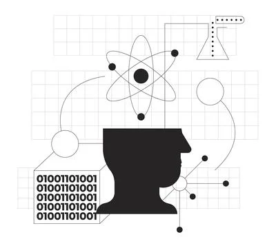 Data science line onboarding ui illustration Illustrazione stock