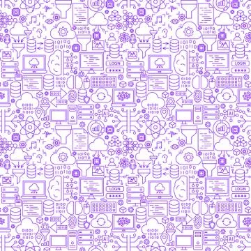 Data Science Line Seamless Pattern 스톡 일러스트