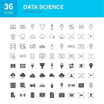 Data Science Line Web Glyph Icons Illustration