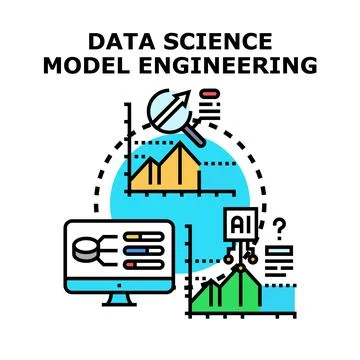 Data science model engineering developing solutions vector イラスト素材