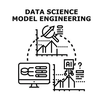 Data science model engineering developing solutions vector Stockillustratie