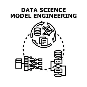 Data science model engineering workflow concept Stock Illustration