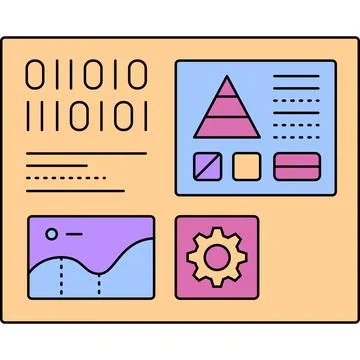 Data science process and algorithm vector icon 库存插图