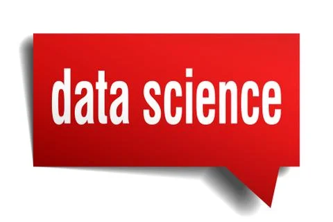 Data science red 3d speech bubble Stock Illustration