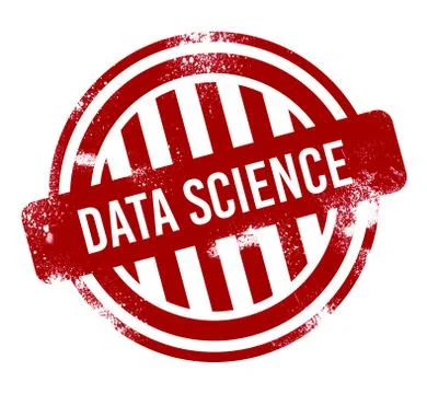 Data science - red grunge button, stamp 스톡 일러스트