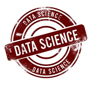 Data science - red round grunge button, stamp Stock Illustration