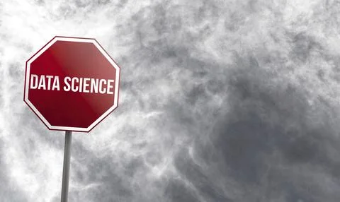 Data science, red sign with clouds in background Stock Illustration