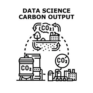 Data science reducing carbon output and emissions Stock Illustration