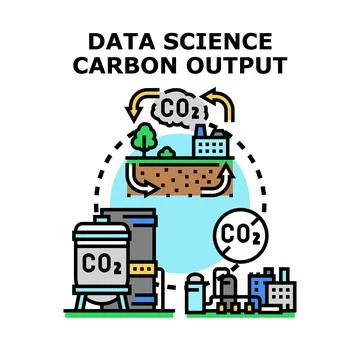 Data science reducing carbon output and emissions Stock Illustration