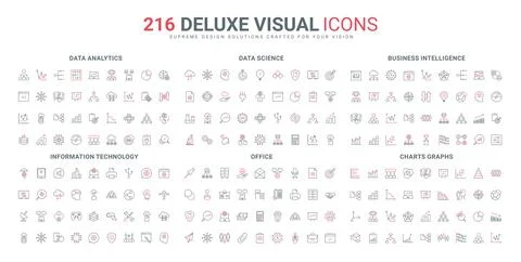 Data science research, business process, intelligence, office instructions line 스톡 일러스트