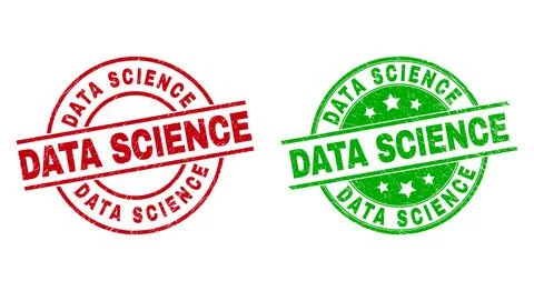 DATA SCIENCE Round Stamps Using Unclean Texture Stock Illustration