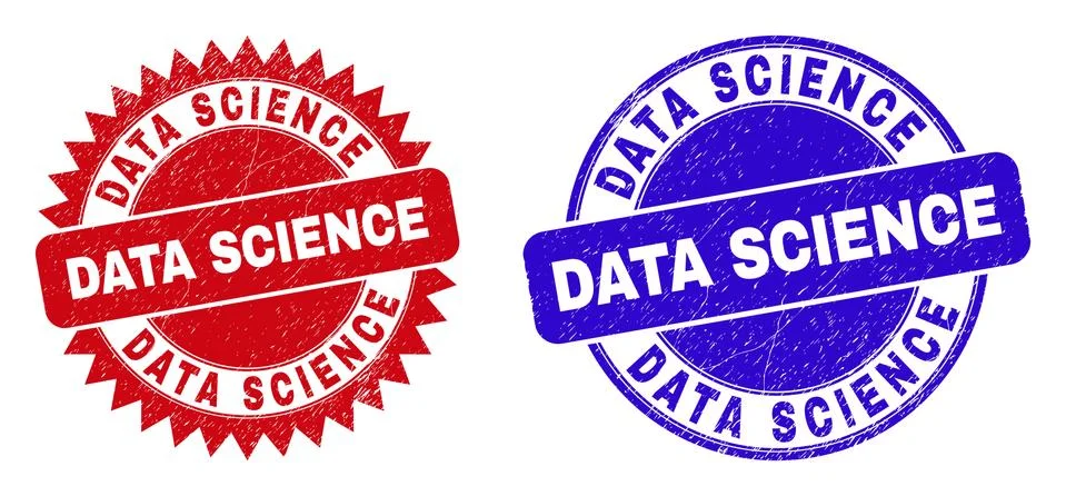 DATA SCIENCE Rounded and Rosette Stamp Seals with Scratched Style イラスト素材