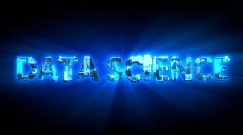 Data Science shining blue digital cyber text Stock Illustration