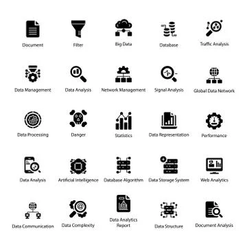 Data Science Solid Icons Pack Stockillustratie