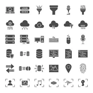 Data Science Solid Web Icons Stock-Illustration