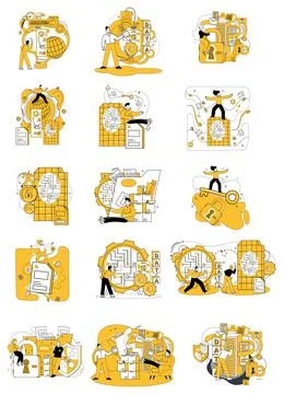 Data science. Statisticians become vibrant storytellers in hands adept data Illustrazione stock