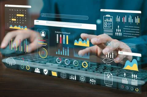 Data science technology and digital marketing. Financial business KPI Syste.. Stock Photos