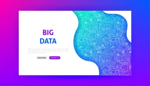 Data Science Technology Landing Page Illustrazione stock