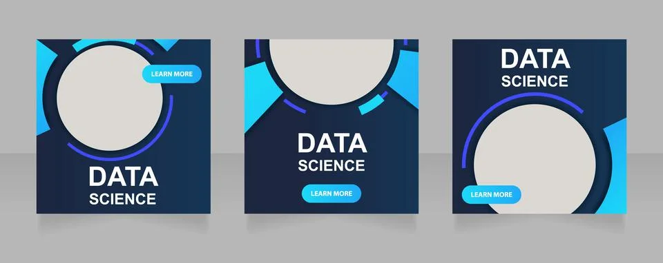 Data science technology study web banner design template Stock Illustration