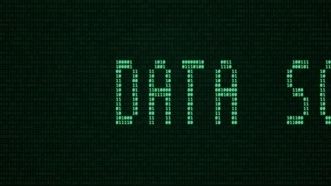 Data Science text phrase Visual with Binary Code Background 스톡 동영상 337038377