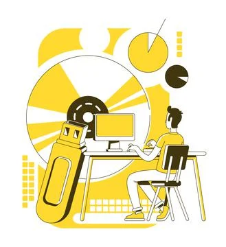 Data science thin line concept vector illustration 스톡 일러스트