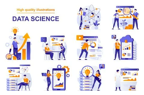 Data Science Web Illustrations Stock Illustration