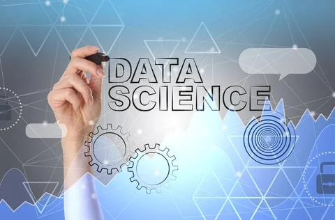 Data science. Woman using digital screen, closeup Stock Photos