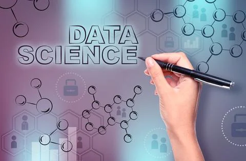 Data science. Woman using digital screen, closeup Stock Photos