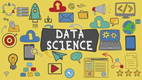 Data Science, Yellow Illustration Graphic Technology Concept Stock Illustration