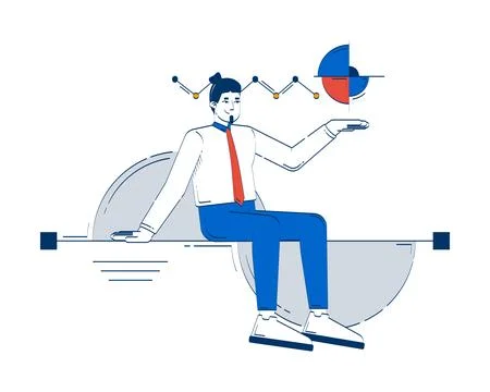 Data scientist in analytics doodle illustration concept Stock Illustration