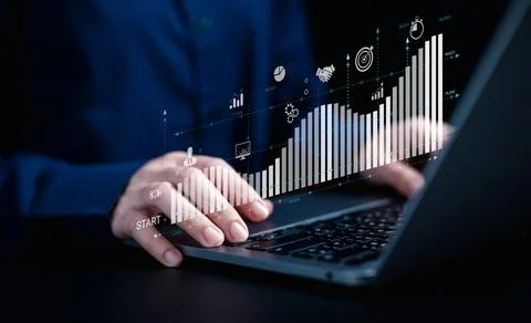 Data scientist analyzed the data to identify trends and patterns. Stock Photos