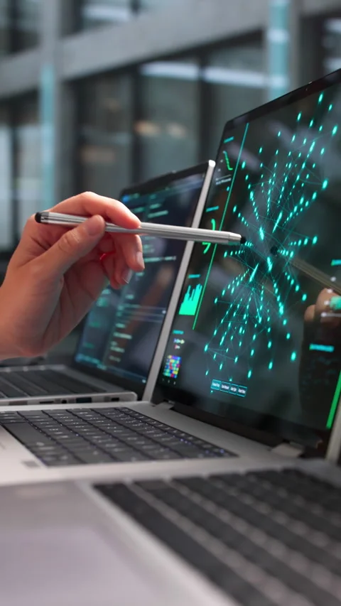 Data Scientist Analyzes Neural Network Models Using Laptop Stock Footage 338172142