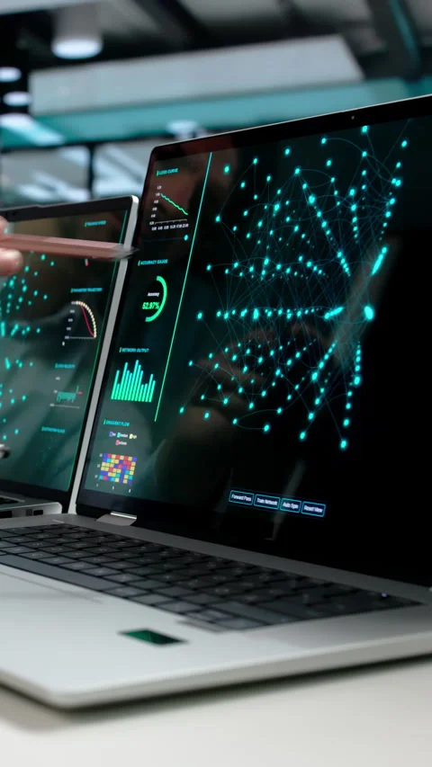 Data Scientist And Engineer Collaborate On AI Model Development Stock Footage 347297403