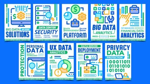 Data Scientist Creative Promo Posters Set Vector Illustrazione stock