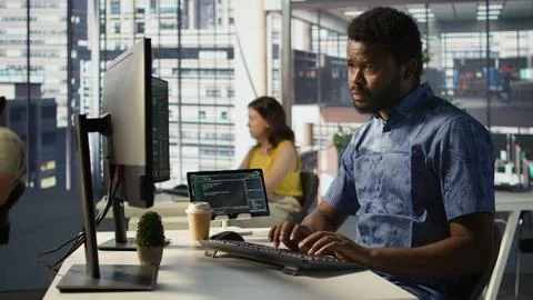 Data scientist developing and maintaining machine learning APIs Stock-Fotos