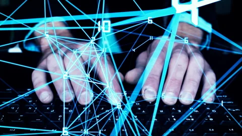 Data scientist digital technology background, professor of technical university Stock Footage 201156965