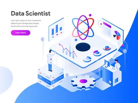 Data Scientist Isometric For Website Page Stock Illustration