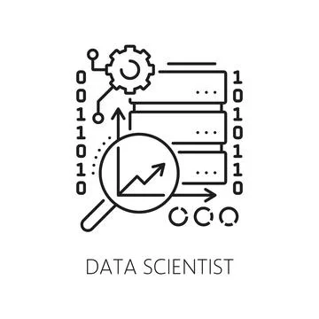 Data scientist, IT specialist icon, web statistics 스톡 일러스트